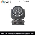 Miniatyrbillede 2 af 2: LED Moving Head Light, 36x18W RGBWAUV, DMX512 Kontrol,1 Lys, 4 i 1