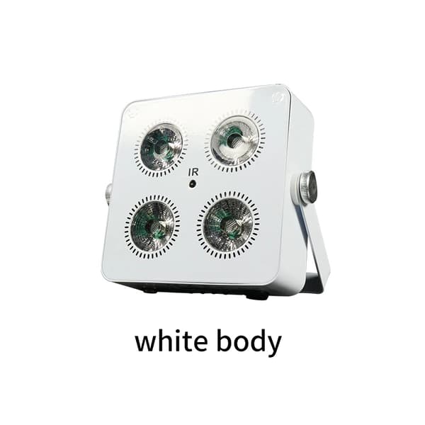 LED Par Lys, 4 stk 18W RGBWA+UV, 8-10 timers batterilevetid,Hvid, EU -stik