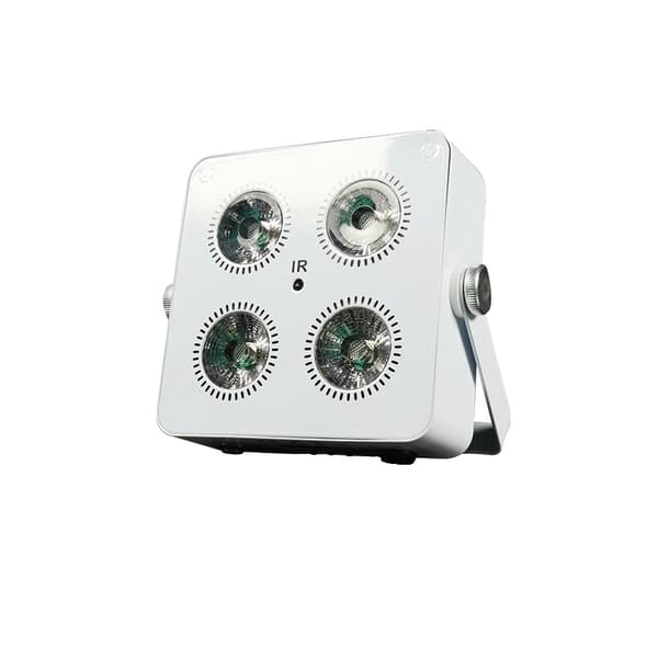 LED Par Lys, 4 stk 18W RGBWA+UV, 8-10 timers batterilevetid,Hvid, EU -stik