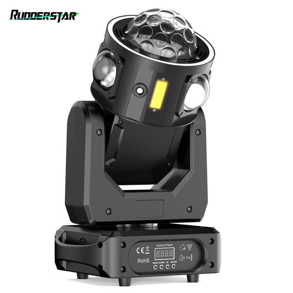 120W LED Moving Head Light, RGBW Farveblanding, 540° Vandret Rotation,EU-stik, sort