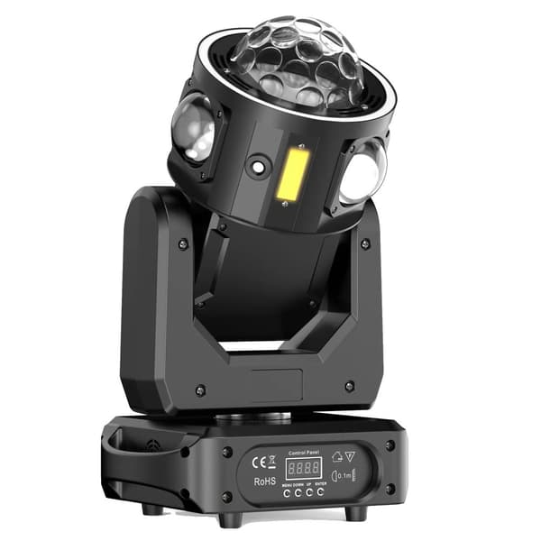 120W LED Moving Head Light, RGBW Farveblanding, 540° Vandret Rotation,EU-stik, sort