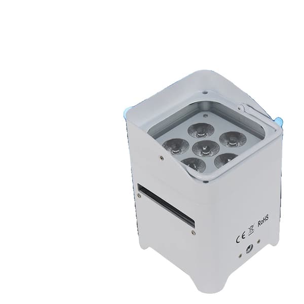 LED 6 i 1 RGBWA UV-lampa, 108W total effekt, trådlös kontroll, 8800 mAh batteri,EU-plugg, Vit batteri 6in1