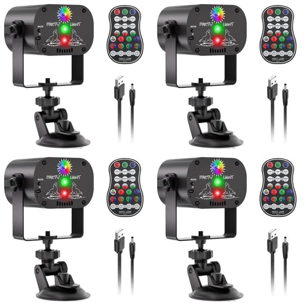 RGB LED Juhlavalo, Ääniohjattu tila, Kauko-ohjain,ZQ03018-4Kpl, EU-plugi