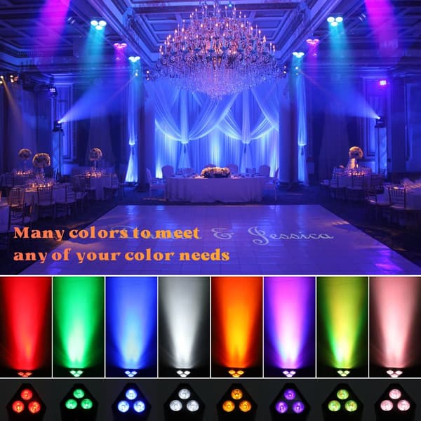 Fieryzeal Par Light, 3PCS 10W 6-i-1 LED'er, 16,7 millioner farver,EU Stik 2PCS