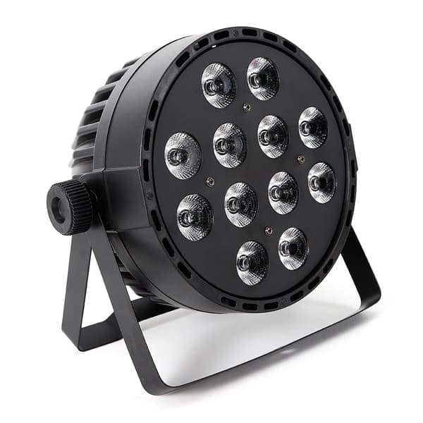 Scenljus, 12x10W 4-i-1 RGBW, 6 DMX-kanaler, röstaktiverat läge,svart