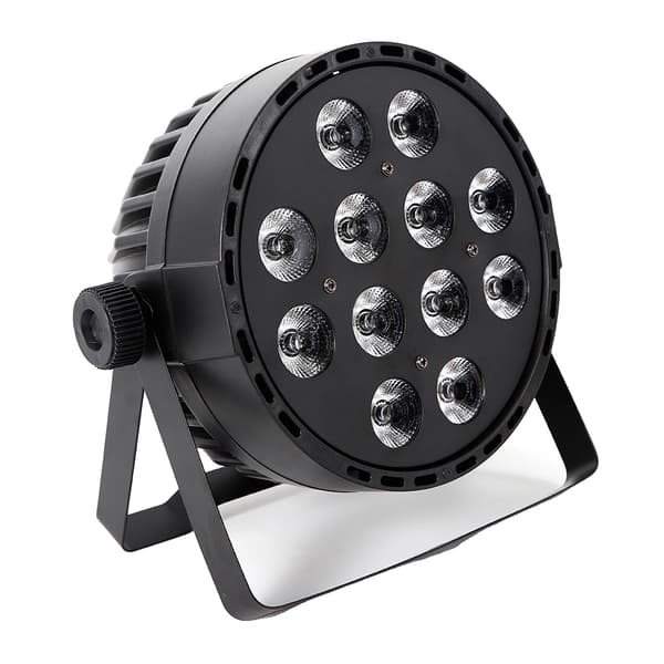 Scenljus, 12x10W 4-i-1 RGBW, 6 DMX-kanaler, röstaktiverat läge,svart