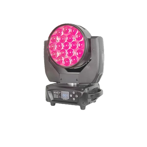 Bevægelseshovedvaskelys, 19x15W RGBW LED'er, DMX-kontrol,1 Lys