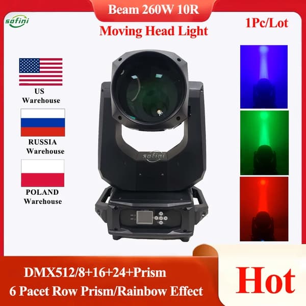 Moving Head Light, 260W effekt, 540° panorering, 270° hældning,Nøglemodel, 1 Lys