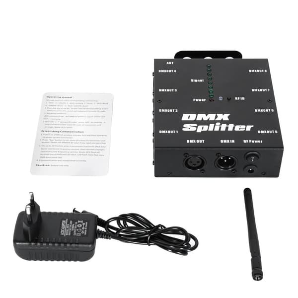 Trådløs DMX Lyscontroller, 8 DMX Udgange, Op til 512 Kanaler,EU-stik, ZQ14021