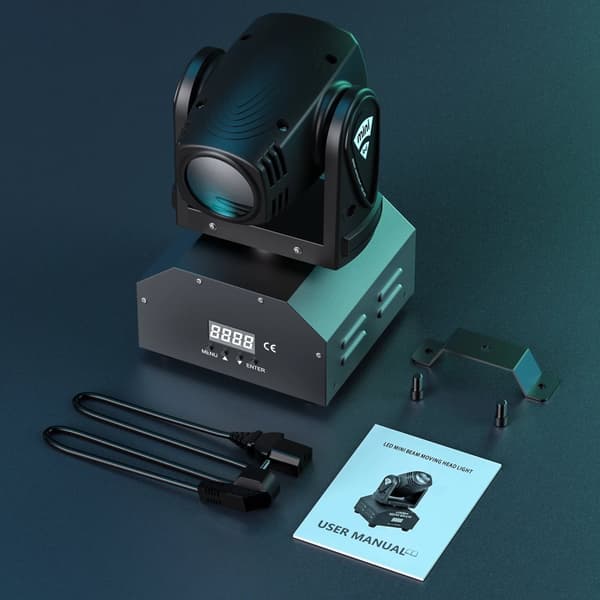 Mini 10W Beam Moving Head Light, RGBW 4-i-1, DMX512 Kontrol, Høj Belysning,Sort, EU Stik