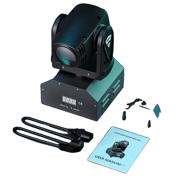 Mini 10W Beam Moving Head Light, RGBW 4-i-1, DMX512 Kontrol, Høj Belysning,Sort, EU Stik
