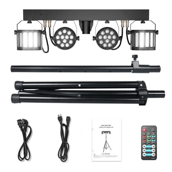 Scenbelysningsset, RGBW LED-effekter, DMX-kontrollalternativ,EU-kontakt, svart