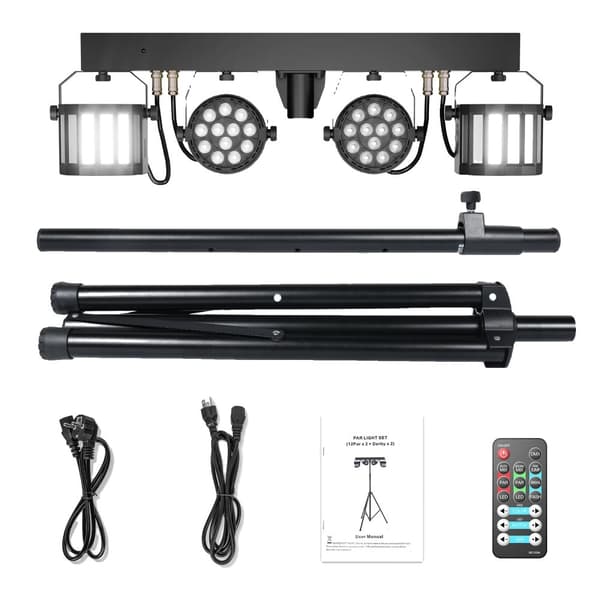Scenbelysningsset, RGBW LED-effekter, DMX-kontrollalternativ,EU-kontakt, svart