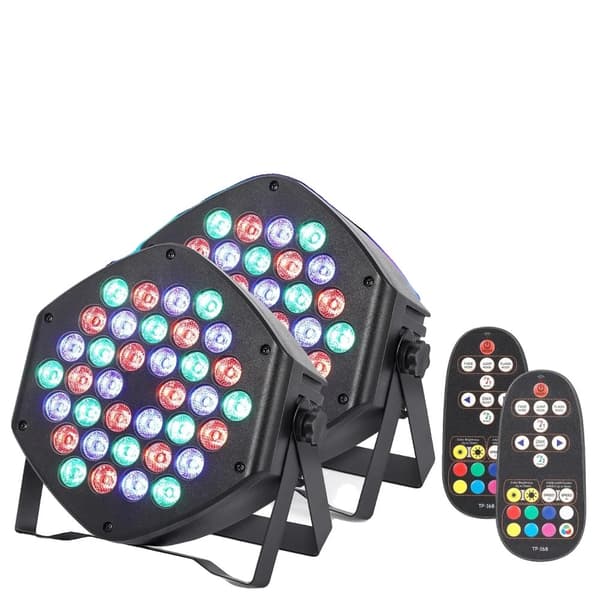 LED DJ Par Lys, 36 RGB LED'er, Fjernbetjening,2 stk.