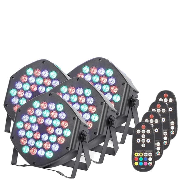 LED DJ Par Lys, 36 RGB LED'er, Fjernbetjening,4 stk.