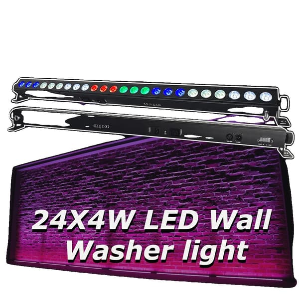 YUER DMX LED Vaskelys, 24X4W RGBW, 100W Effekt,EU -stik