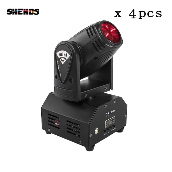 Mini LED Strålkastare med Rörlig Huvud, 10W Effekt, 540° Pan, 270° Tilt,4st 10w, EU