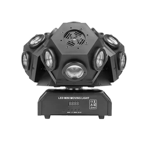 LED Moving Head Light, 3 Hovedstråler, RGB Laser, DMX Kontrol,Stråle og Laser
