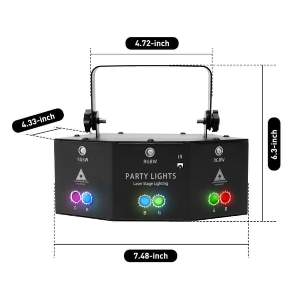 10W Strobelys Projektor, 12 Effekter, Fjernbetjening,sort