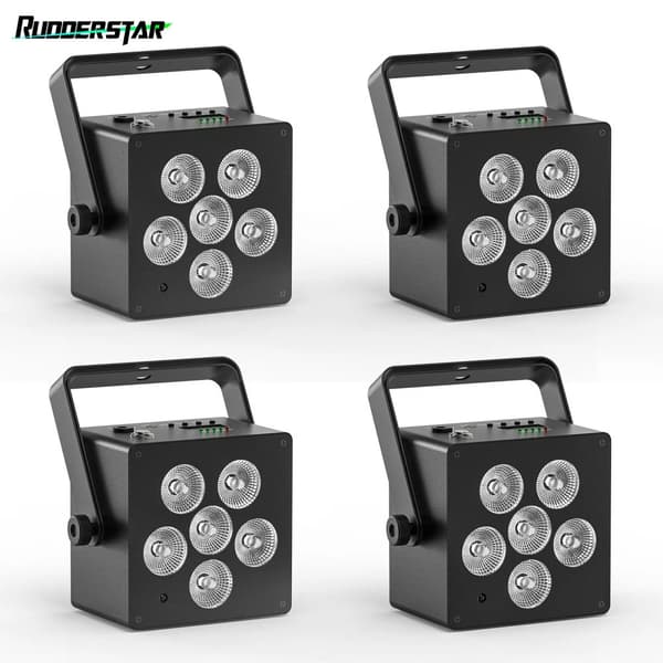 RGBWA+UV LED Par Lys, 50W Effekt, 6 Farveblanding,EU-stik, Sort