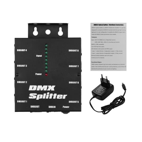 DMX512 Optisk Splitter, 8 Uafhængige Udgange, Pålidelig Signalforstærkning,EU stik