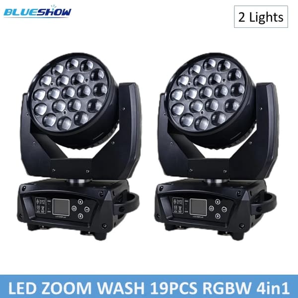 LED Rörligt Huvud Zoom Wash Ljus, RGBW Färger, Nyckellägesoperation,2 Lampor, EU-plugg