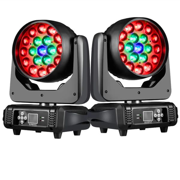 LED Moving Head Light, 19x15W RGBW Udgivelse, 10-60 Grad Zoom,2pcs pris, Eu stik
