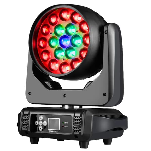 LED Moving Head Light, 19x15W RGBW Udgivelse, 10-60 Grad Zoom,1stk pris, EU stik