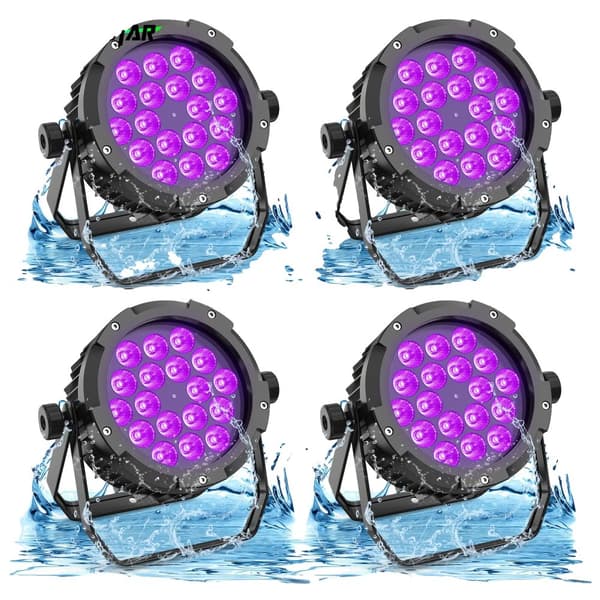 Scene Belysning Par Lys, 18 LED'er, IP67 Vandtæt,4PCS Lys, EU stik