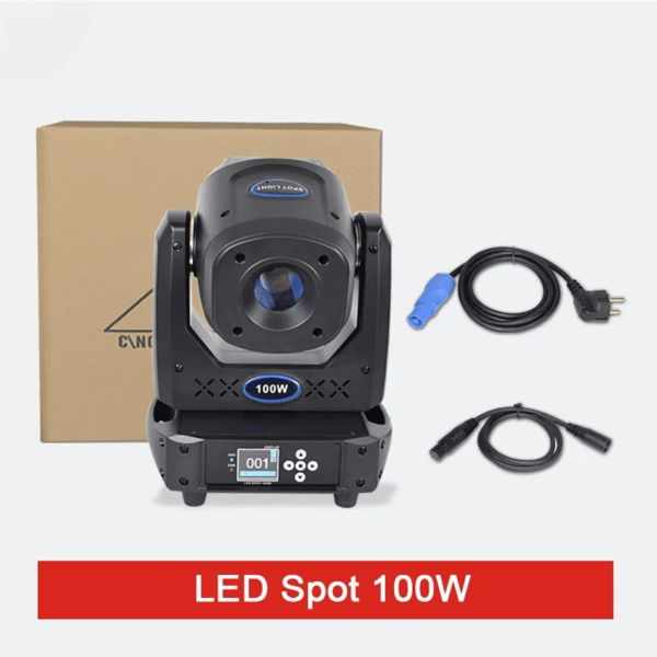 LED Moving Head Scene Lys, 100W Effekt, DMX 512 Kontrol,sort, EU -stik