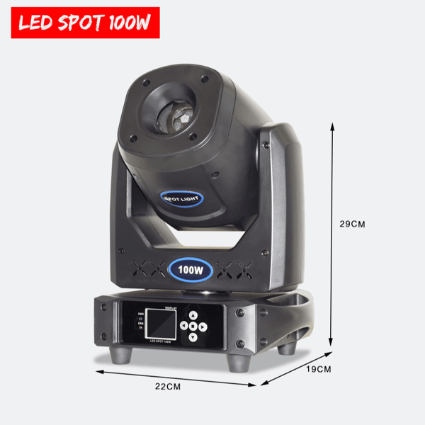 LED Moving Head Scene Lys, 100W Effekt, DMX 512 Kontrol,sort, EU -stik