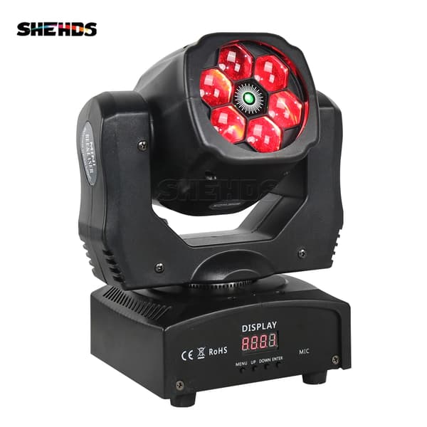 SHEHDS 6X15W Beam Scanner, 120° Strålevinkel, 13 DMX Kanaler,6x15w stråle -scanner, EU -stik