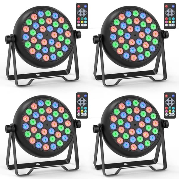 RGB LED Par Lys, 36 LED'er, Flere Kontroltilstande,4 STK, EU stik