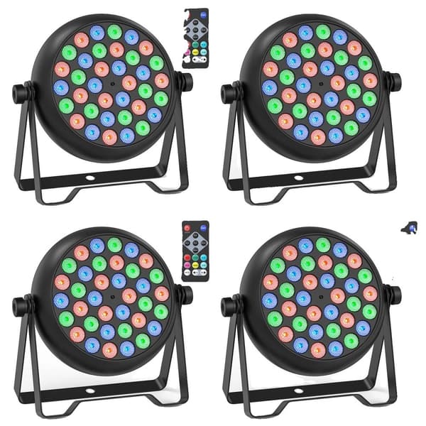 RGB LED Par Lys, 36 LED'er, Flere Kontroltilstande,4 STK, EU stik