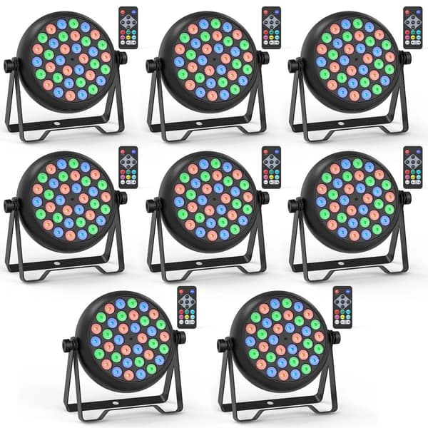 RGB LED Par Valo, 36 LEDiä, Useita Ohjaustiloja,8 kpl, EU-pistoke