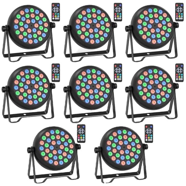 RGB LED Par Valo, 36 LEDiä, Useita Ohjaustiloja,8 kpl, EU-pistoke