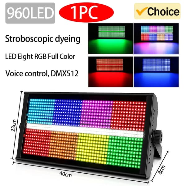 960LED Scenelyktor, RGB-belysningseffekter, röststyrning,1ST