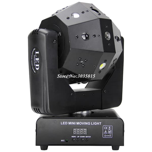LED Mini Moving Head Ball, 120W Effekt, DMX Kontrol, Lysstrøm 249-2000