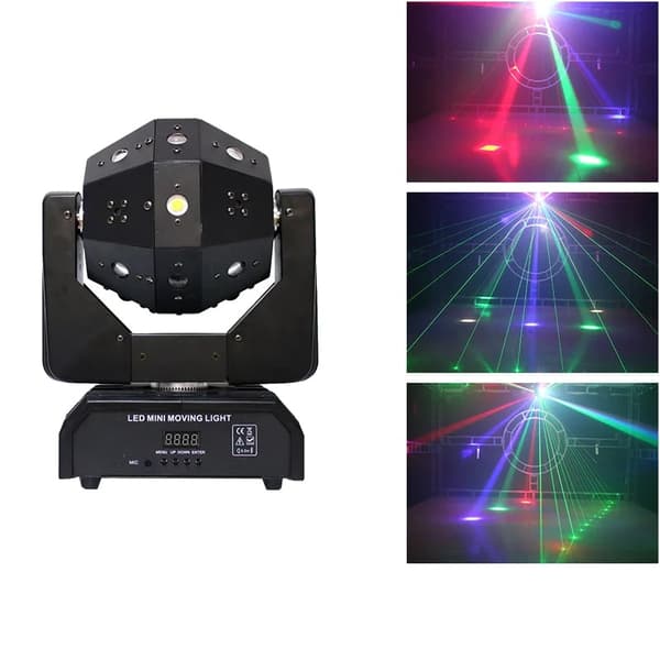 LED Mini Moving Head Ball, 120W Effekt, DMX Kontrol, Lysstrøm 249-2000