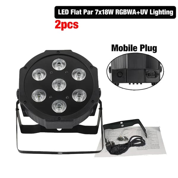 LED Flad Par Lys, 7x12W RGBW, 7x18W RGBWA+UV,2pcs 7x18w, EU