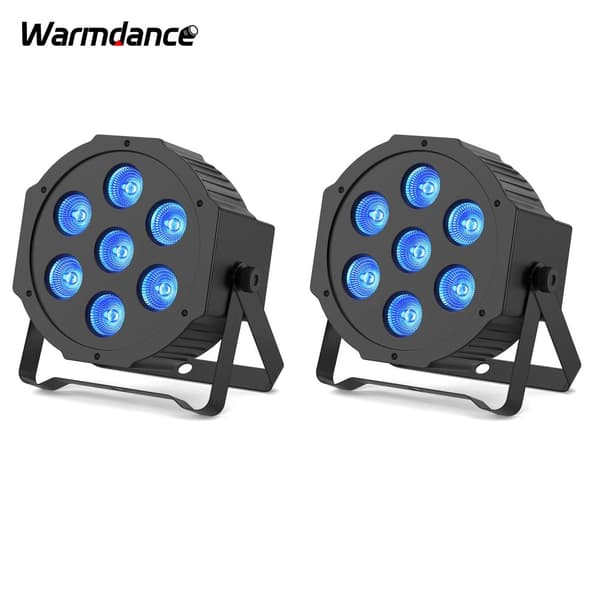 LED PAR Lygter, RGBW 7 LED, 8 DMX Kanaler,EU-stik, 2STK