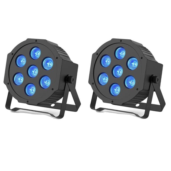 LED PAR Lygter, RGBW 7 LED, 8 DMX Kanaler,EU-stik, 2STK