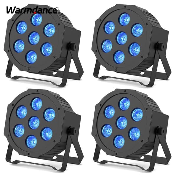 LED PAR-lampor, RGBW 7 LED, 8 DMX-kanaler,Eu plugg, 4ST