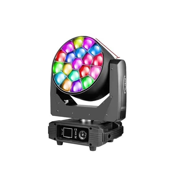 DMX Moving Head Light, 300W Effekt, 19 stk. RGBW LED Perler,19x25w, EU-stik