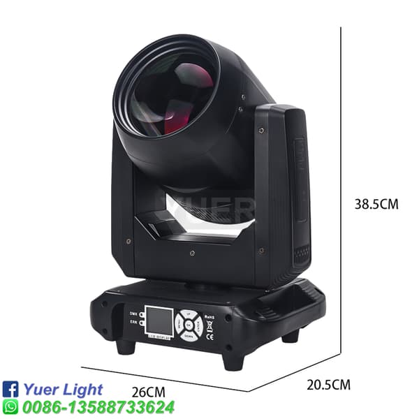 YUER LED 200W Rörlig Huvudlampa, 18 Rotating Prisms, 9 Färger Plus Vitt,EU