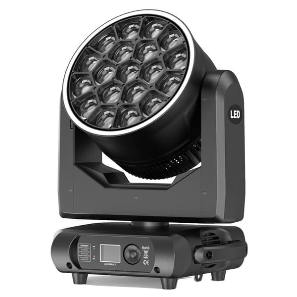 Scenebelysningseffekt, 19X15W RGBW 4i1, DMX scene lys, professionelt brug,EU-stik, sort