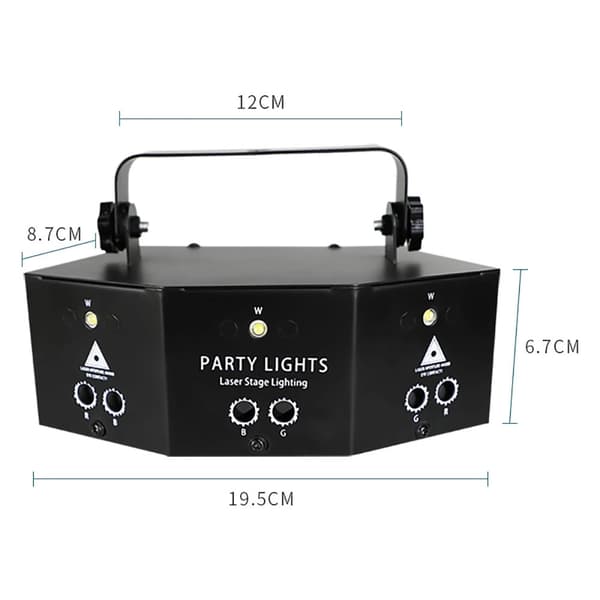 Laser Scene Belysning, 10W LED PAR Lampe, Fjernbetjening, Intelligent Lydkontrol,sort