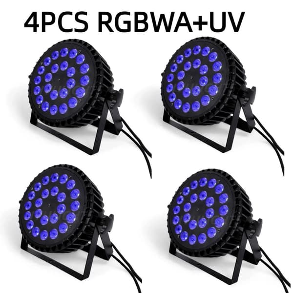 LED Par Lys, DMX512 Kontrol, 200W Effekt, 6/10 Kanaler,EU stik, 4PCS 24X18W 6in1