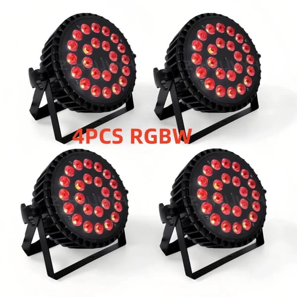 LED Par Lys, DMX512 Kontrol, 200W Effekt, 6/10 Kanaler,EU stik, 4PCS 24X12W 4in1