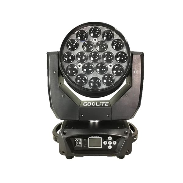 Zoom Wash Moving Head Light, 19x15W Effekt, Justerbar Strålvinkel,1 Ljus